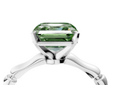 White gold Fancy Green Asscher  Solitaire Diamond Ring with Bamboo Band and Four-Prong Setting_21