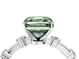 White gold Fancy Green Asscher  Solitaire Diamond Ring with Bezel Set Side Stones and Prong Setting_4