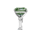 White gold Fancy Green Asscher  Solitaire Diamond Ring with Bezel Set Side Stones and Prong Setting_5