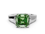 White gold Fancy Green Asscher  Solitaire Diamond Ring with Cathedral Band and Four-Prong Setting_28