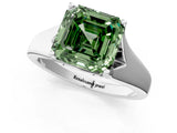 White gold Fancy Green Asscher  Solitaire Diamond Ring with Cathedral Band and Four-Prong Setting_30
