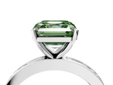 White gold Fancy Green Asscher  Solitaire Diamond Ring with Channel-Set Baguette Band and Four-Prong Setting_26