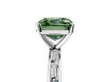 White gold Fancy Green Asscher  Solitaire Diamond Ring with Channel-Set Baguette Band and Four-Prong Setting_27