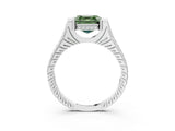 White gold Fancy Green Asscher  Solitaire Diamond Ring with Channel Set Band and Bezel Prong Setting_59
