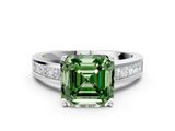 White gold Fancy Green Asscher  Solitaire Diamond Ring with Channel-Set Band and Four-Prong Setting_20