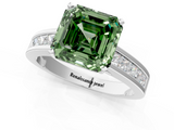 White gold Fancy Green Asscher  Solitaire Diamond Ring with Channel-Set Band and Four-Prong Setting_21