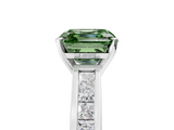 White gold Fancy Green Asscher  Solitaire Diamond Ring with Channel-Set Band and Four-Prong Setting_25