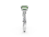 White gold Fancy Green Asscher  Solitaire Diamond Ring with Channel Set Band and Six-Prong Setting_49