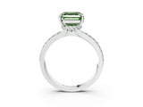 White gold Fancy Green Asscher  Solitaire Diamond Ring with Channel Set Band and Six-Prong Setting_50