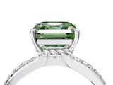White gold Fancy Green Asscher  Solitaire Diamond Ring with Channel Set Band and Six-Prong Setting_50