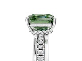 White gold Fancy Green Asscher  Solitaire Diamond Ring with Channel Set Band and Six-Prong Setting_52