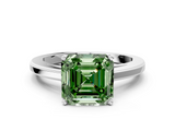 White gold Fancy Green Asscher  Solitaire Diamond Ring with Four-Prong Setting and Classic Band_21