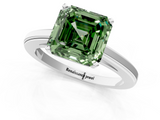 White gold Fancy Green Asscher  Solitaire Diamond Ring with Four-Prong Setting and Classic Band_22