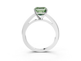 White gold Fancy Green Asscher  Solitaire Diamond Ring with Four-Prong Setting and Classic Band_23