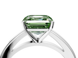 White gold Fancy Green Asscher  Solitaire Diamond Ring with Four-Prong Setting and Classic Band_25