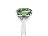 White gold Fancy Green Asscher  Solitaire Diamond Ring with Four-Prong Setting and Classic Band_25