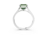 White gold Fancy Green Asscher  Solitaire Diamond Ring with Four-Prong Setting and Tapered Band 3