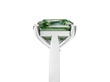 White gold Fancy Green Asscher  Solitaire Diamond Ring with Four-Prong Setting and Tapered Band 5
