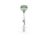 White gold Fancy Green Asscher  Solitaire Diamond Ring with Four-Prong Setting on a Plain Band_38