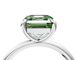 White gold Fancy Green Asscher  Solitaire Diamond Ring with Four-Prong Setting on a Plain Band_40