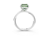 White gold Fancy Green Asscher  Solitaire Diamond Ring with Four-Prong Setting on a Plain Band_40