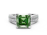 White gold Fancy Green Asscher  Solitaire Diamond Ring with Milgrain Pavé Band and Four-Prong Setting_54