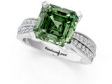 White gold Fancy Green Asscher  Solitaire Diamond Ring with Milgrain Pavé Band and Four-Prong Setting_55