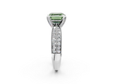 White gold Fancy Green Asscher  Solitaire Diamond Ring with Milgrain Pavé Band and Four-Prong Setting_56