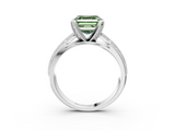 White gold Fancy Green Asscher  Solitaire Diamond Ring with Milgrain Pavé Band and Four-Prong Setting_57