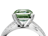 White gold Fancy Green Asscher  Solitaire Diamond Ring with Milgrain Pavé Band and Four-Prong Setting_58