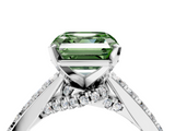 White gold Fancy Green Asscher  Solitaire Diamond Ring with Pavé Band and Four-Prong Setting_4