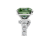 White gold Fancy Green Asscher  Solitaire Diamond Ring with Pavé Band and Four-Prong Setting_5