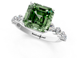 White gold Fancy Green Asscher  Solitaire Diamond Ring with Pave Band and Four-Prong Setting_18