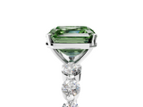 White gold Fancy Green Asscher  Solitaire Diamond Ring with Pave Band and Four-Prong Setting_22