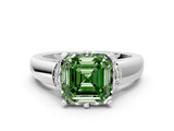 White gold Fancy Green Asscher  Solitaire Diamond Ring with Pave Band and Six-Prong Setting_71