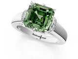 White gold Fancy Green Asscher  Solitaire Diamond Ring with Pave Band and Six-Prong Setting_72