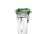 White gold Fancy Green Asscher  Solitaire Diamond Ring with Pave Band and Six-Prong Setting_78