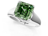 White gold Fancy Green Asscher  Solitaire Diamond Ring with Six-Prong Cathedral Setting_33