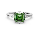 White gold Fancy Green Asscher  Solitaire Diamond Ring with Six-Prong Setting and Tapered Band_17