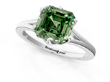 White gold Fancy Green Asscher  Solitaire Diamond Ring with Six-Prong Setting and Tapered Band_18
