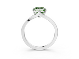 White gold Fancy Green Asscher  Solitaire Diamond Ring with Six-Prong Setting and Tapered Band_20