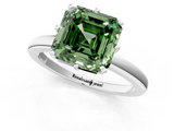 White gold Fancy Green Asscher  Solitaire Diamond Ring with Six-Prong Setting on a Classic Band_1