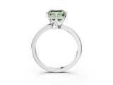 White gold Fancy Green Asscher  Solitaire Diamond Ring with Six-Prong Setting on a Classic Band_3