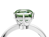 White gold Fancy Green Asscher  Solitaire Diamond Ring with Six-Prong Setting on a Classic Band_4