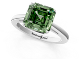 White gold Fancy Green Asscher  Solitaire Diamond Ring with Split Shank and Four-Prong Setting_1