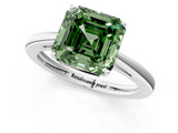 White gold Fancy Green Asscher  Solitaire Diamond Ring with Split Shank and Four-Prong Setting_25