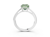 White gold Fancy Green Asscher  Solitaire Diamond Ring with Split Shank and Four-Prong Setting_3