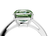 White gold Fancy Green Asscher  Solitaire Diamond Ring with Split Shank and Four-Prong Setting_4
