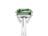 White gold Fancy Green Asscher  Solitaire Diamond Ring with Split Shank and Four-Prong Setting_5
