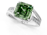 White gold Fancy Green Asscher  Solitaire Diamond Ring with Split Shank and Prong Setting_1